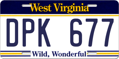 WV license plate DPK677