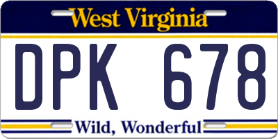 WV license plate DPK678