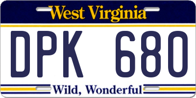 WV license plate DPK680