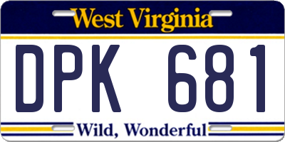 WV license plate DPK681