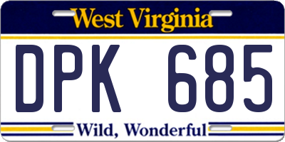 WV license plate DPK685