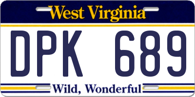 WV license plate DPK689