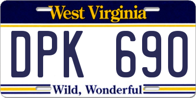 WV license plate DPK690