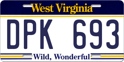 WV license plate DPK693