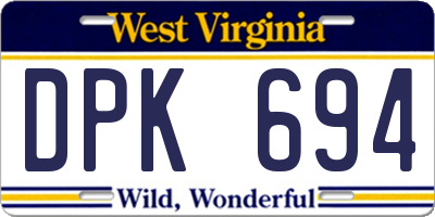 WV license plate DPK694