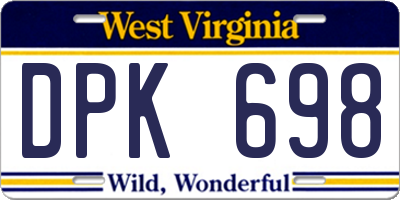 WV license plate DPK698