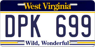 WV license plate DPK699