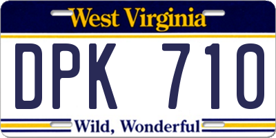 WV license plate DPK710