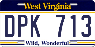 WV license plate DPK713