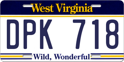 WV license plate DPK718
