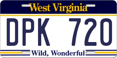 WV license plate DPK720