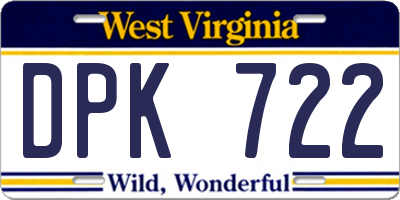 WV license plate DPK722