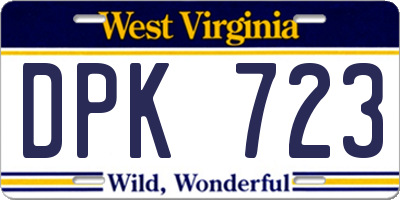WV license plate DPK723