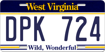 WV license plate DPK724