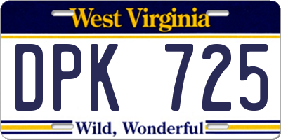 WV license plate DPK725