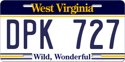 WV license plate DPK727