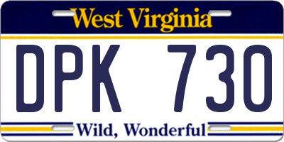 WV license plate DPK730