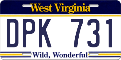 WV license plate DPK731