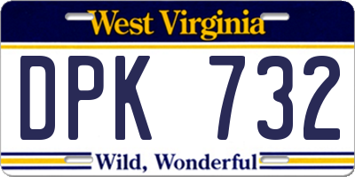 WV license plate DPK732