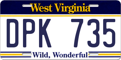 WV license plate DPK735