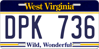 WV license plate DPK736