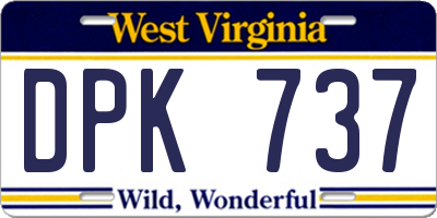 WV license plate DPK737