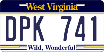 WV license plate DPK741