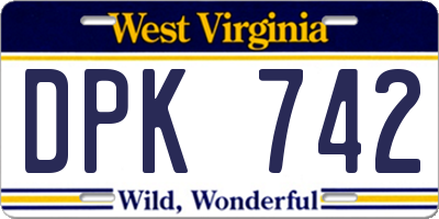 WV license plate DPK742