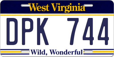 WV license plate DPK744