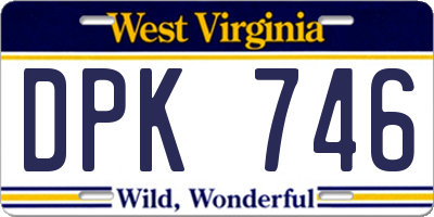 WV license plate DPK746