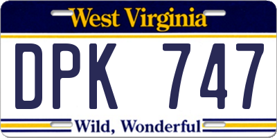 WV license plate DPK747
