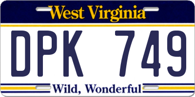 WV license plate DPK749