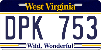 WV license plate DPK753