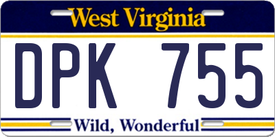 WV license plate DPK755