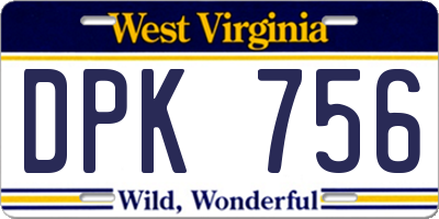 WV license plate DPK756