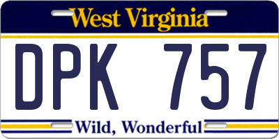 WV license plate DPK757