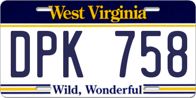 WV license plate DPK758