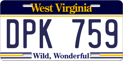 WV license plate DPK759