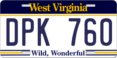 WV license plate DPK760