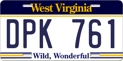 WV license plate DPK761