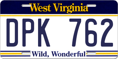 WV license plate DPK762