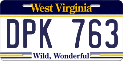WV license plate DPK763