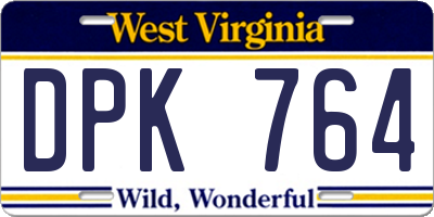 WV license plate DPK764