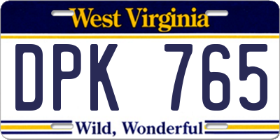 WV license plate DPK765