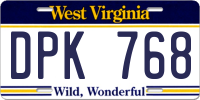 WV license plate DPK768