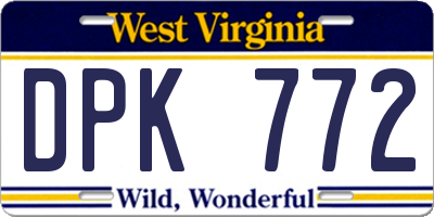 WV license plate DPK772