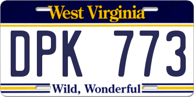WV license plate DPK773