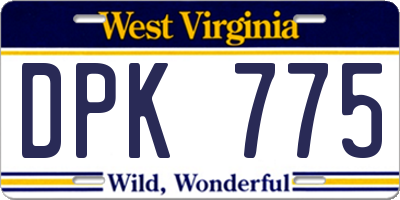 WV license plate DPK775