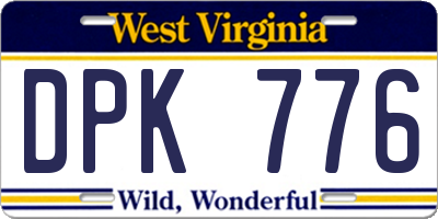 WV license plate DPK776