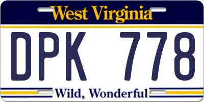 WV license plate DPK778